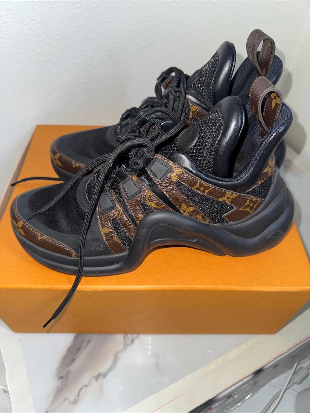 Louis Vuitton Black and Brown Monogram Men's Sneakers